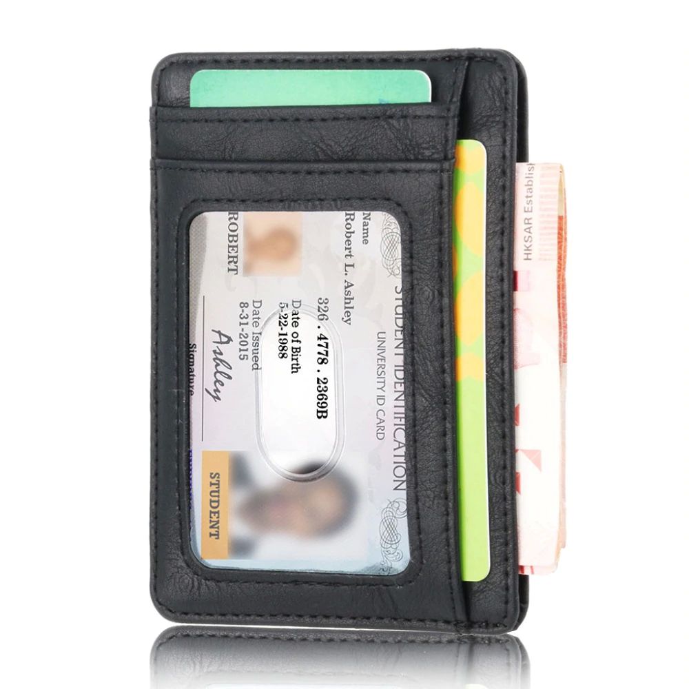 WALLET Slim PU Leather Wallet With RFID - Brown